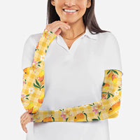 Aloha Hawaii Palaka Print Mango Plumeria Arm Sleeves Fresh Lemon LT7 - Polynesian Pride