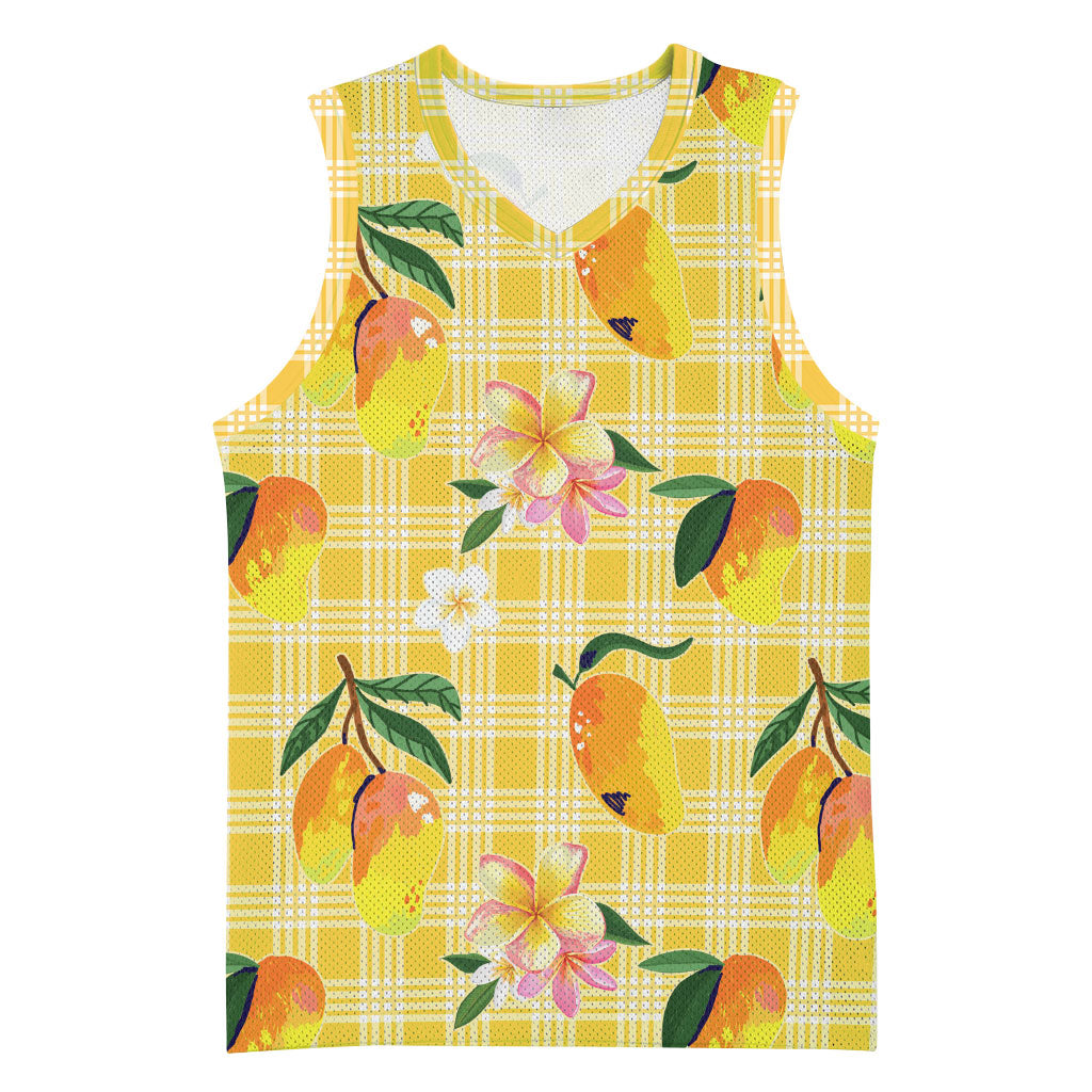 Aloha Hawaii Palaka Print Mango Plumeria Basketball Jersey Fresh Lemon LT7 Unisex Yellow - Polynesian Pride