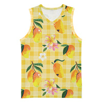 Aloha Hawaii Palaka Print Mango Plumeria Basketball Jersey Fresh Lemon LT7 Unisex Yellow - Polynesian Pride