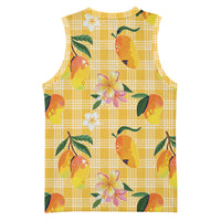 Aloha Hawaii Palaka Print Mango Plumeria Basketball Jersey Fresh Lemon LT7 - Polynesian Pride