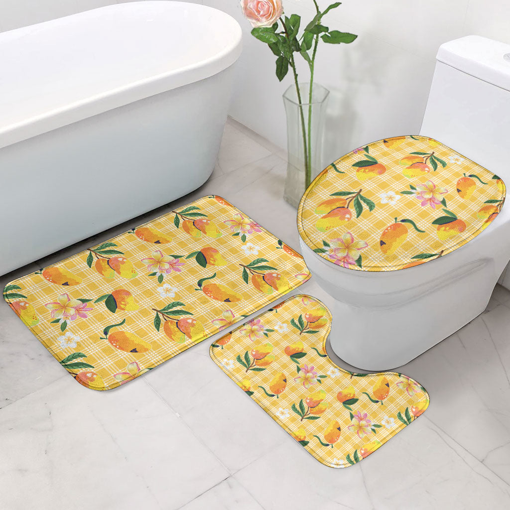 Aloha Hawaii Palaka Print Mango Plumeria Bathroom Set Fresh Lemon LT7 - Polynesian Pride