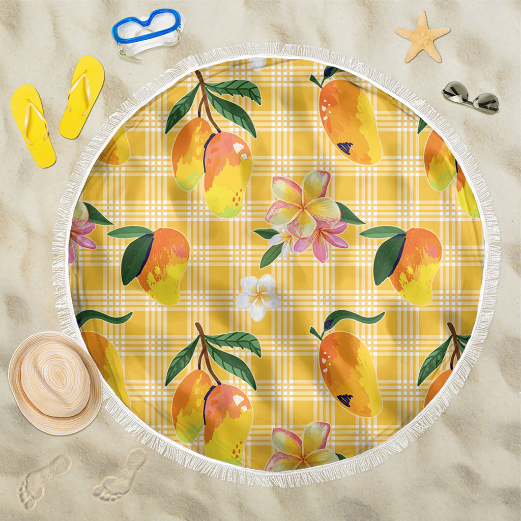 Aloha Hawaii Palaka Print Mango Plumeria Beach Blanket Fresh Lemon LT7 One Size 150cm Yellow - Polynesian Pride