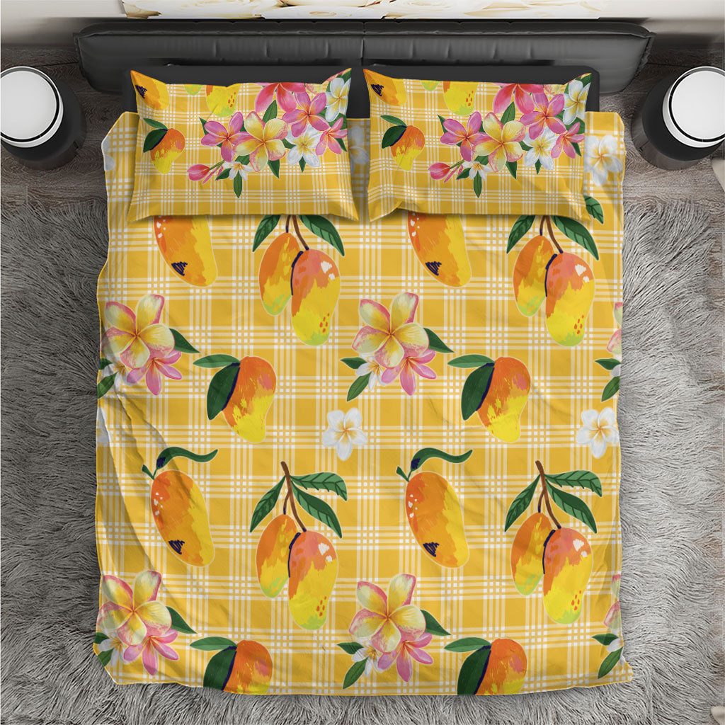 Aloha Hawaii Palaka Print Mango Plumeria Bedding Set Fresh Lemon LT7 Yellow - Polynesian Pride