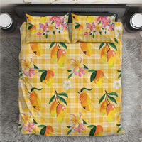 Aloha Hawaii Palaka Print Mango Plumeria Bedding Set Fresh Lemon LT7 Yellow - Polynesian Pride