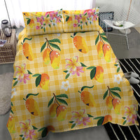 Aloha Hawaii Palaka Print Mango Plumeria Bedding Set Fresh Lemon LT7 - Polynesian Pride