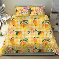Aloha Hawaii Palaka Print Mango Plumeria Bedding Set Fresh Lemon LT7 - Polynesian Pride