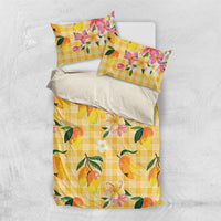 Aloha Hawaii Palaka Print Mango Plumeria Bedding Set Fresh Lemon LT7 US Twin 172cm x 218cm Yellow - Polynesian Pride