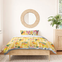Aloha Hawaii Palaka Print Mango Plumeria Bedding Set Fresh Lemon LT7 - Polynesian Pride