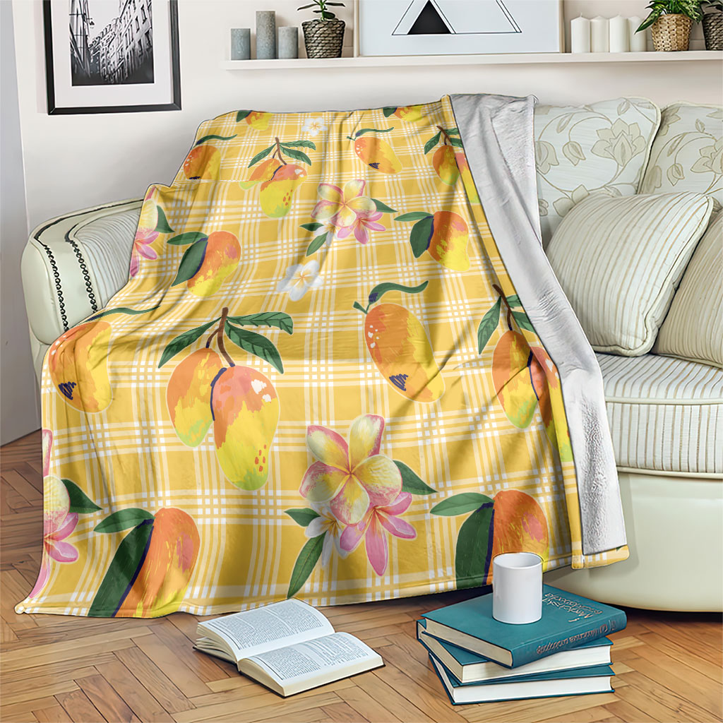 Aloha Hawaii Palaka Print Mango Plumeria Blanket Fresh Lemon LT7 Yellow - Polynesian Pride