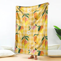 Aloha Hawaii Palaka Print Mango Plumeria Blanket Fresh Lemon LT7 - Polynesian Pride
