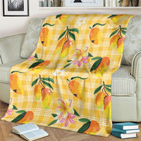Aloha Hawaii Palaka Print Mango Plumeria Blanket Fresh Lemon LT7 - Polynesian Pride