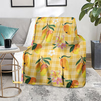 Aloha Hawaii Palaka Print Mango Plumeria Blanket Fresh Lemon LT7 - Polynesian Pride