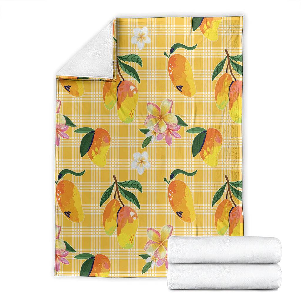 Aloha Hawaii Palaka Print Mango Plumeria Blanket Fresh Lemon LT7 - Polynesian Pride