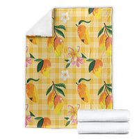 Aloha Hawaii Palaka Print Mango Plumeria Blanket Fresh Lemon LT7 - Polynesian Pride