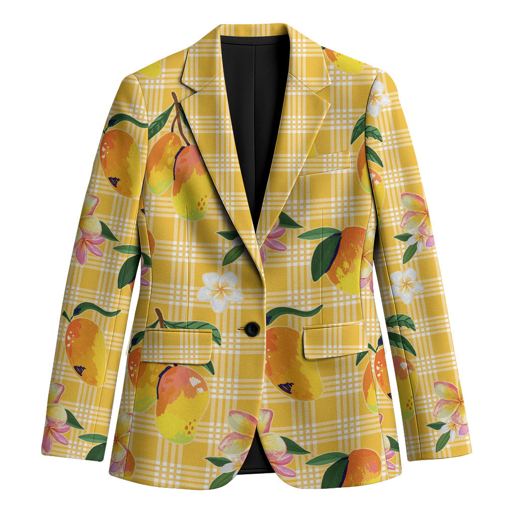Aloha Hawaii Palaka Print Mango Plumeria Blazer Fresh Lemon LT7 Unisex Yellow - Polynesian Pride