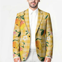 Aloha Hawaii Palaka Print Mango Plumeria Blazer Fresh Lemon LT7 - Polynesian Pride