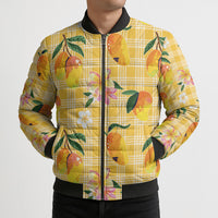 Aloha Hawaii Palaka Print Mango Plumeria Bomber Puffer Jacket Fresh Lemon LT7 - Polynesian Pride