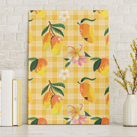 Aloha Hawaii Palaka Print Mango Plumeria Canvas Wall Art Fresh Lemon LT7 Without Frame Yellow - Polynesian Pride