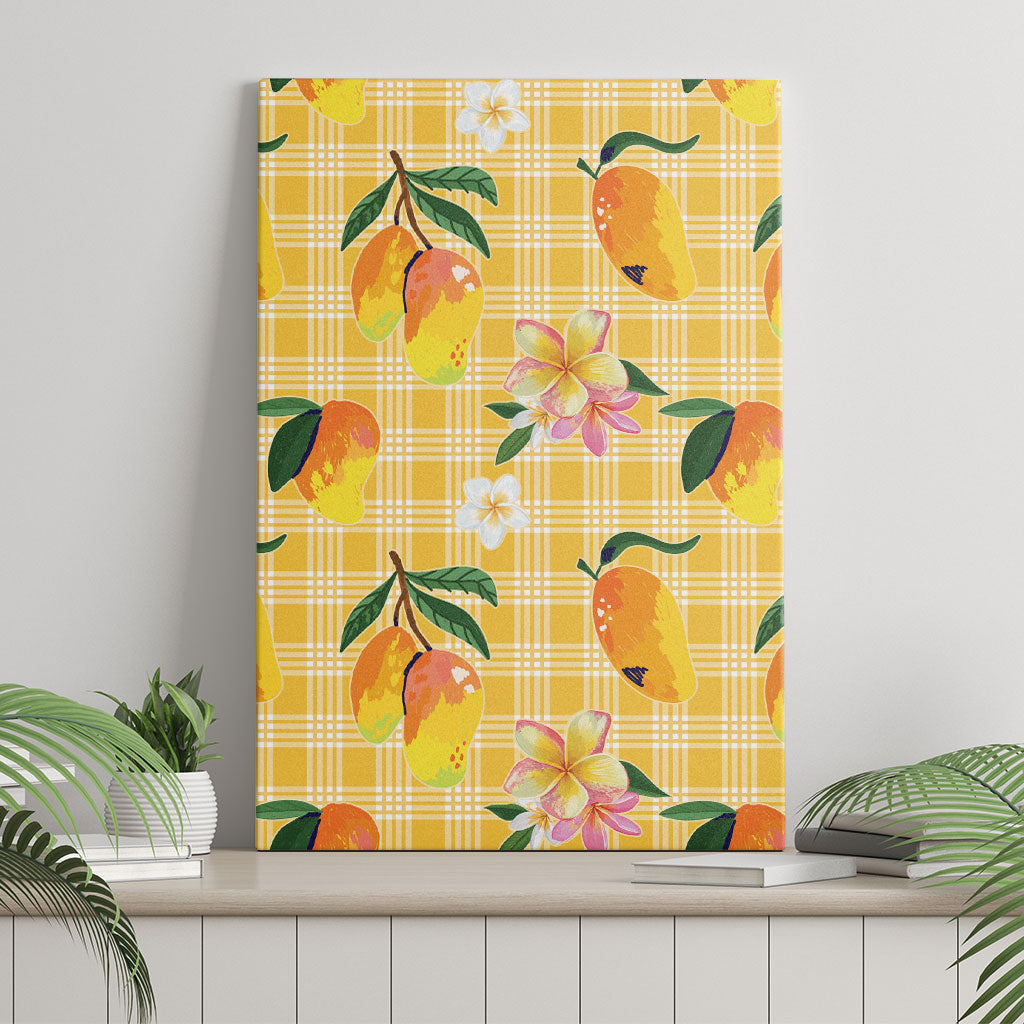 Aloha Hawaii Palaka Print Mango Plumeria Canvas Wall Art Fresh Lemon LT7 - Polynesian Pride
