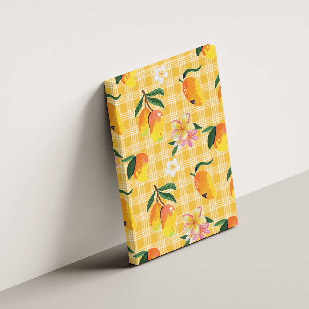 Aloha Hawaii Palaka Print Mango Plumeria Canvas Wall Art Fresh Lemon LT7 - Polynesian Pride