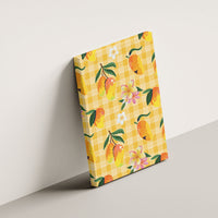 Aloha Hawaii Palaka Print Mango Plumeria Canvas Wall Art Fresh Lemon LT7 - Polynesian Pride