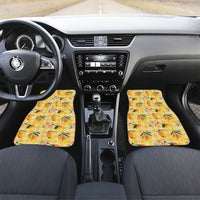 Aloha Hawaii Palaka Print Mango Plumeria Car Mats Fresh Lemon LT7 Set 2pcs - Front Yellow - Polynesian Pride