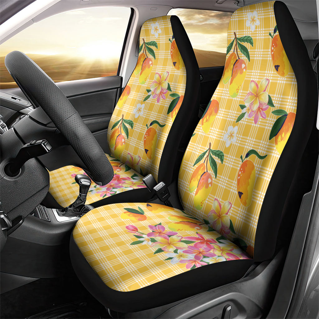 Aloha Hawaii Palaka Print Mango Plumeria Car Seat Cover Fresh Lemon LT7 - Polynesian Pride