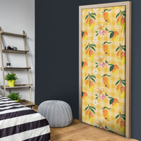 Aloha Hawaii Palaka Print Mango Plumeria Door Cover Fresh Lemon LT7 - Polynesian Pride