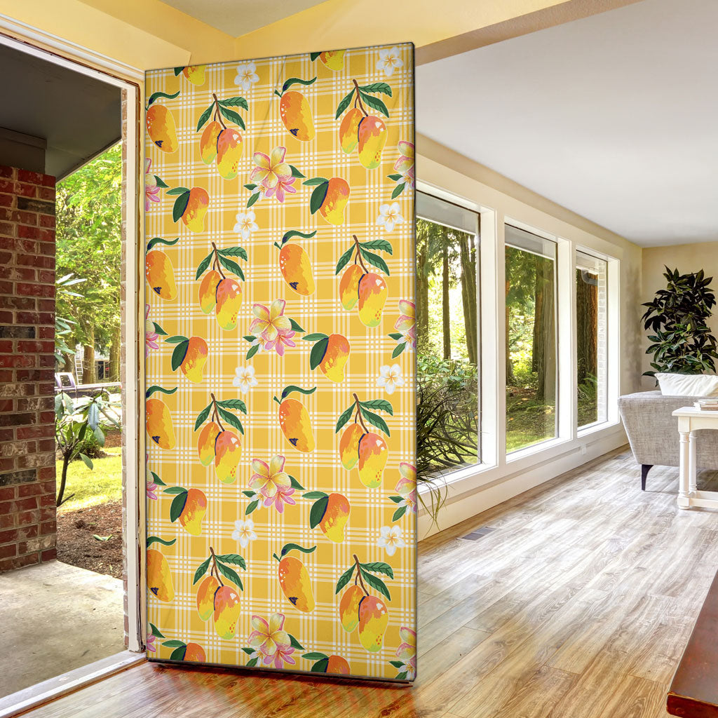 Aloha Hawaii Palaka Print Mango Plumeria Door Cover Fresh Lemon LT7 - Polynesian Pride