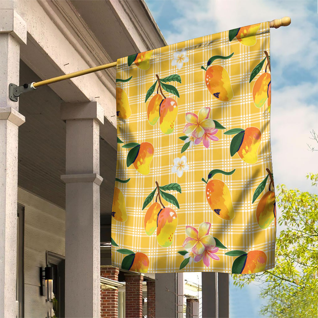 Aloha Hawaii Palaka Print Mango Plumeria Garden Flag Fresh Lemon LT7 House Flag Yellow - Polynesian Pride