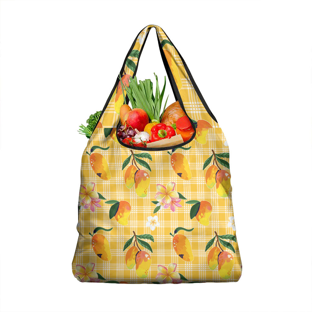 Aloha Hawaii Palaka Print Mango Plumeria Grocery Bag Fresh Lemon LT7 1-pack One Size Yellow - Polynesian Pride