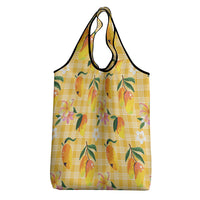 Aloha Hawaii Palaka Print Mango Plumeria Grocery Bag Fresh Lemon LT7 - Polynesian Pride