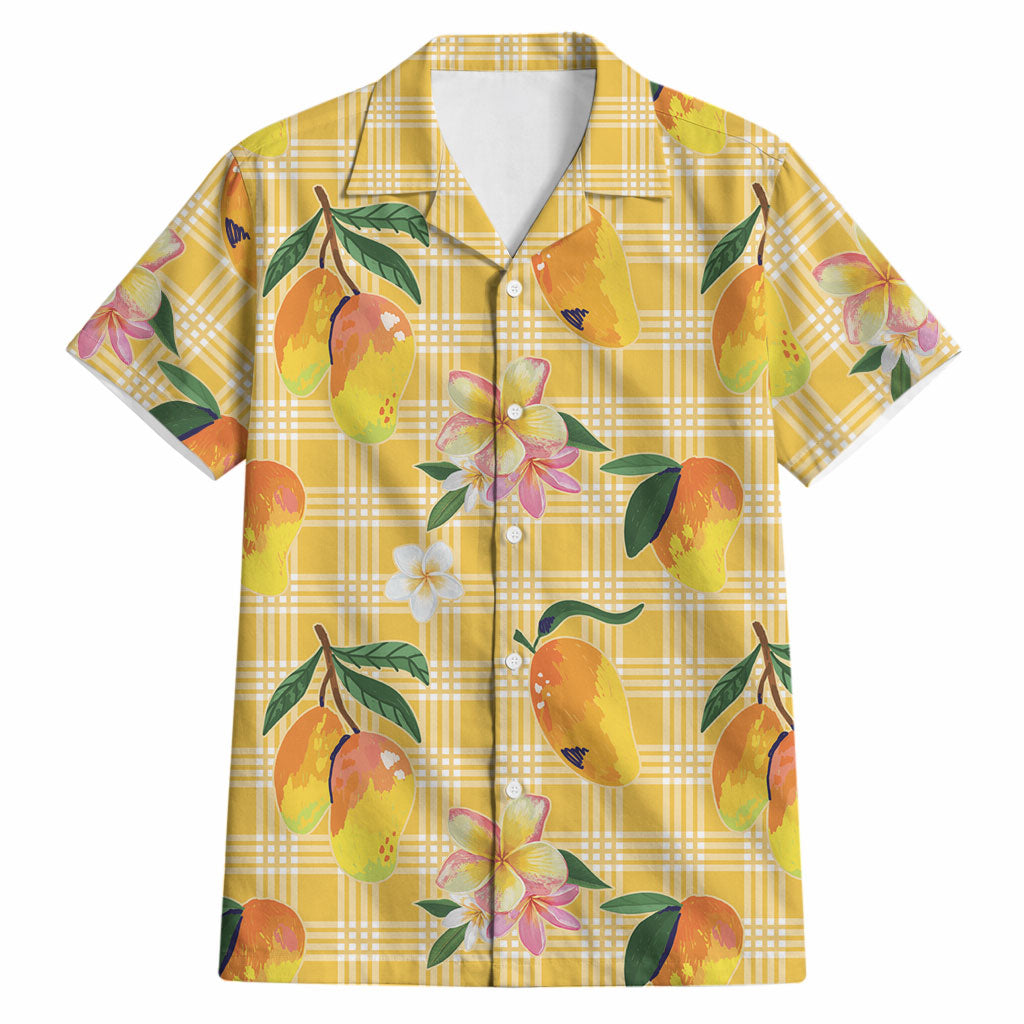 Aloha Hawaii Palaka Print Mango Plumeria Hawaiian Shirt Fresh Lemon LT7 Yellow - Polynesian Pride
