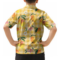 Aloha Hawaii Palaka Print Mango Plumeria Hawaiian Shirt Fresh Lemon LT7 - Polynesian Pride