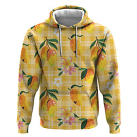 Aloha Hawaii Palaka Print Mango Plumeria Hoodie Fresh Lemon LT7 Pullover Hoodie Yellow - Polynesian Pride