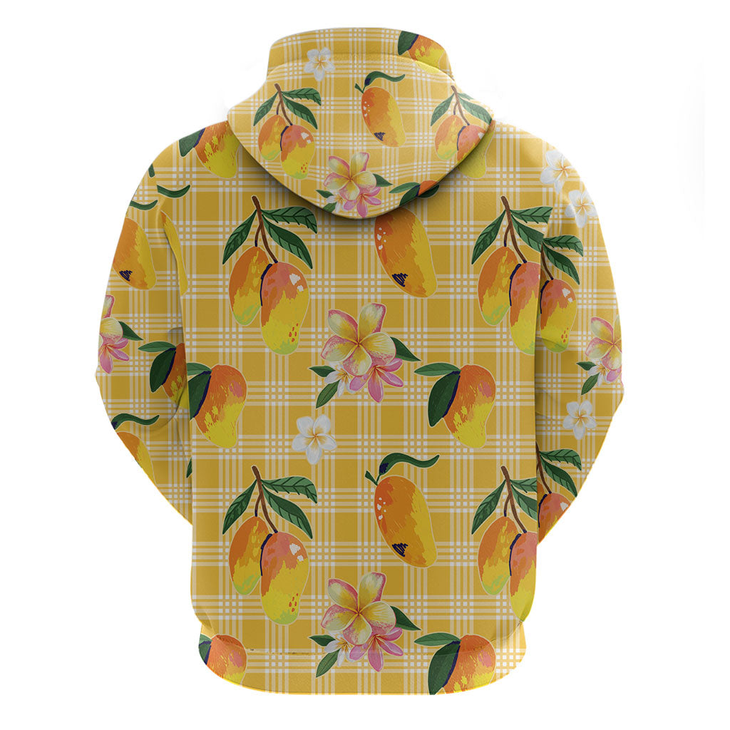 Aloha Hawaii Palaka Print Mango Plumeria Hoodie Fresh Lemon LT7 - Polynesian Pride