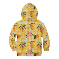 Aloha Hawaii Palaka Print Mango Plumeria Kid Hoodie Fresh Lemon LT7 - Polynesian Pride