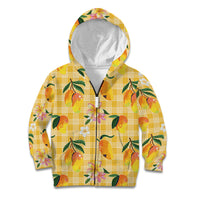 Aloha Hawaii Palaka Print Mango Plumeria Kid Hoodie Fresh Lemon LT7 Zip Hoodie Yellow - Polynesian Pride