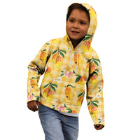 Aloha Hawaii Palaka Print Mango Plumeria Kid Hoodie Fresh Lemon LT7 - Polynesian Pride