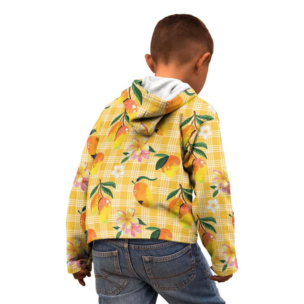 Aloha Hawaii Palaka Print Mango Plumeria Kid Hoodie Fresh Lemon LT7 - Polynesian Pride