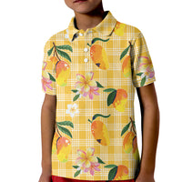 Aloha Hawaii Palaka Print Mango Plumeria Kid Polo Shirt Fresh Lemon LT7 Kid Yellow - Polynesian Pride