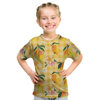 Aloha Hawaii Palaka Print Mango Plumeria Kid T Shirt Fresh Lemon LT7 Yellow - Polynesian Pride