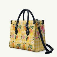 Aloha Hawaii Palaka Print Mango Plumeria Leather Bag Fresh Lemon LT7 Yellow - Polynesian Pride