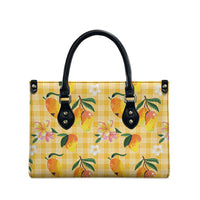 Aloha Hawaii Palaka Print Mango Plumeria Leather Bag Fresh Lemon LT7 - Polynesian Pride