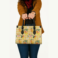 Aloha Hawaii Palaka Print Mango Plumeria Leather Bag Fresh Lemon LT7 - Polynesian Pride