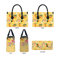 Aloha Hawaii Palaka Print Mango Plumeria Leather Bag Fresh Lemon LT7 - Polynesian Pride