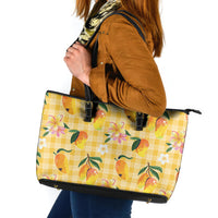 Aloha Hawaii Palaka Print Mango Plumeria Leather Tote Bag Fresh Lemon LT7 Yellow - Polynesian Pride