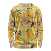 Aloha Hawaii Palaka Print Mango Plumeria Long Sleeve Shirt Fresh Lemon LT7 Unisex Yellow - Polynesian Pride