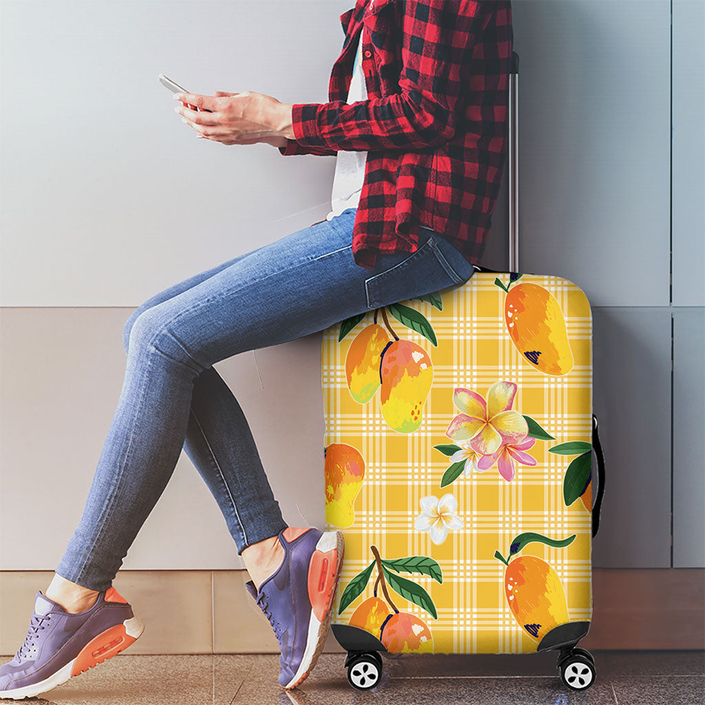 Aloha Hawaii Palaka Print Mango Plumeria Luggage Cover Fresh Lemon LT7 - Polynesian Pride