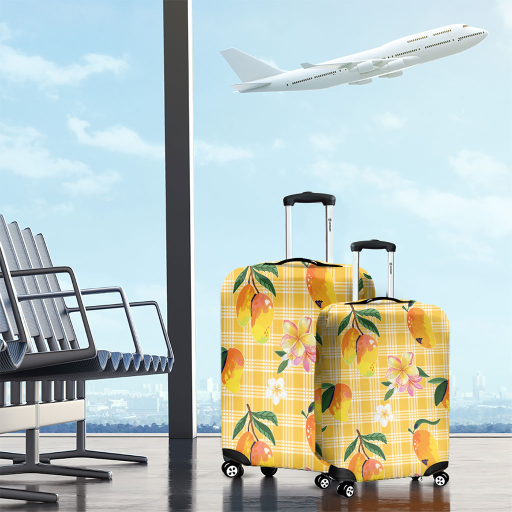 Aloha Hawaii Palaka Print Mango Plumeria Luggage Cover Fresh Lemon LT7 - Polynesian Pride